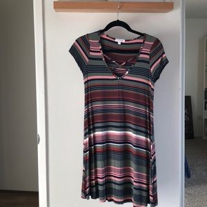 Stripped Cross Neck Dress